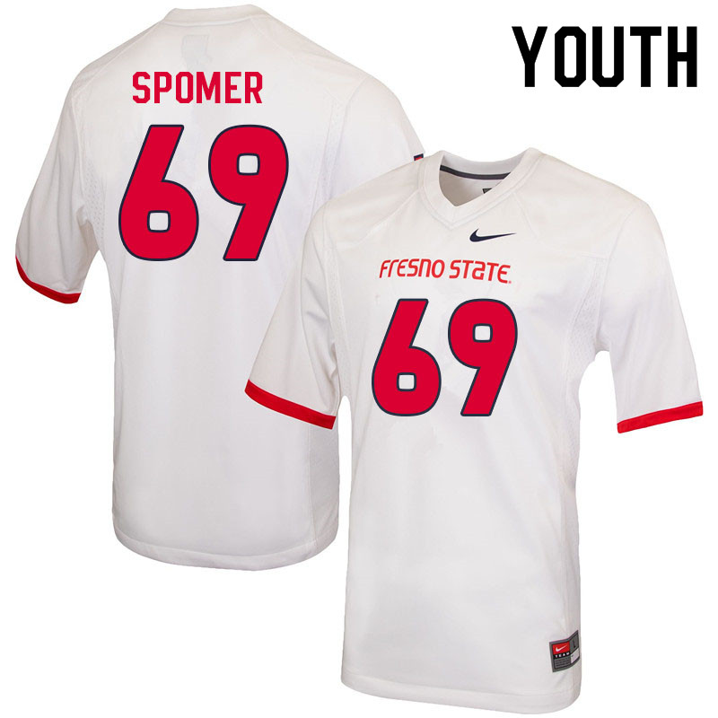 Youth #69 Jacob Spomer Fresno State Bulldogs College Football Jerseys Sale-White